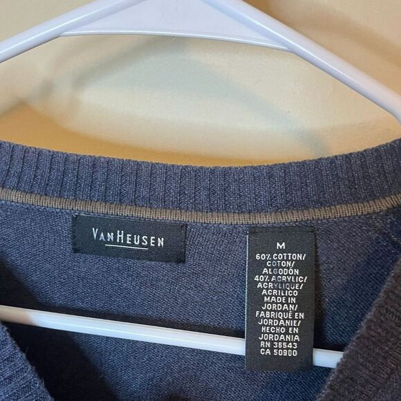 Van Heusen Womens Medium Navy Blue V-Neck Pullover Sweater - Picture 2 of 4